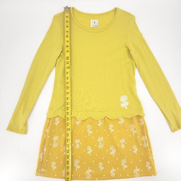 A La Sha Miicha Twofer Dress Size Medium Womens Mustard Yellow White Long Sleeve - Picture 5 of 9